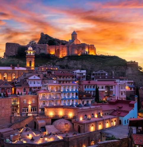 Old,Town,Of,Tblisi,In,Georgia,At,A,Beautiful,Sunset